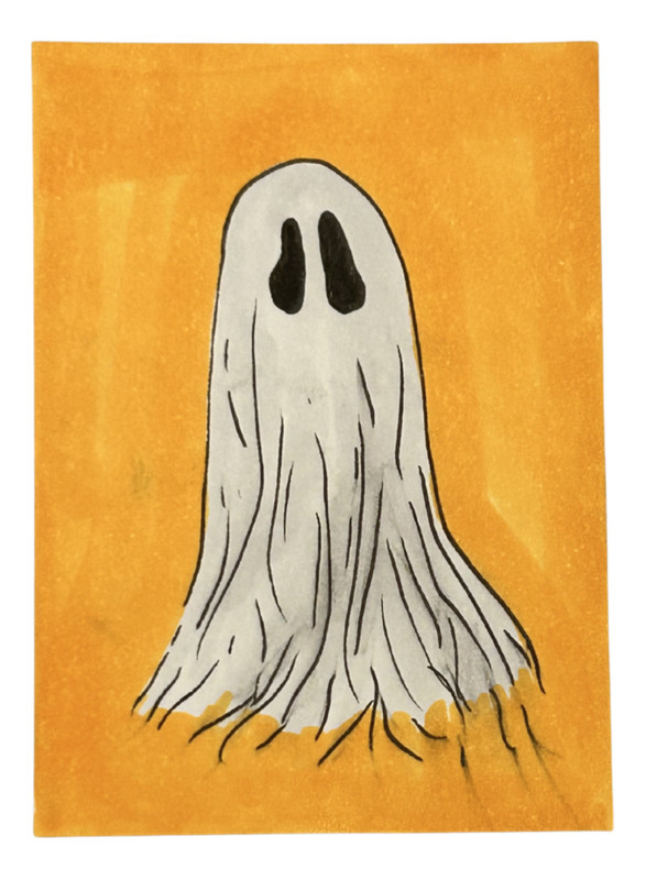 ACEO Original Art Ghost Drawing Spooky Cute OOAK by Kazzerit
