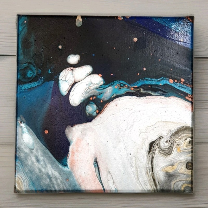 Original 10″x10″ Abstract Acrylic Fluid Art Pour Signed Painting (See Video)