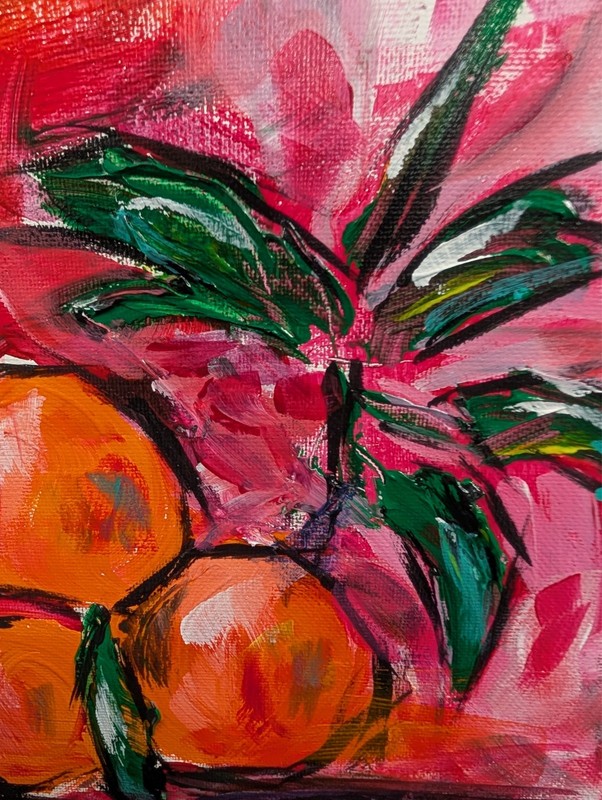 Oranges Original Painting 10x10 Canvas Abstract Still Life Fruit Fine Art SWhite gallery