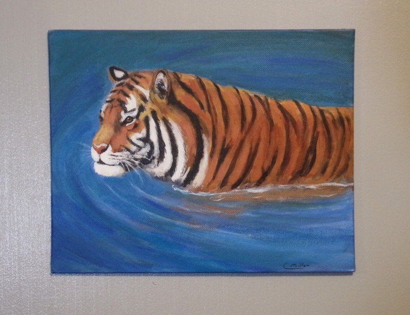Tiger Original Painting 8x10 Big Cat Wildlife Animal Modern Wall Art gallery
