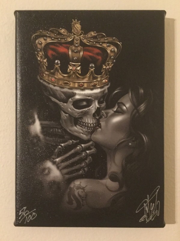 OG Abel 6.5×9.5 Stretched Canvas Oil Painting Lost King Skull Limited 56/100 COA