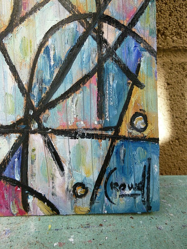 A NEW METHOD abstract NEW original oil painting wood 8x10 WOW art signed Crowell gallery