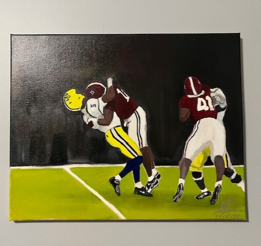 Original Sports art oil painting » Turner Meets Danials» 20″ x 13″ artist signed