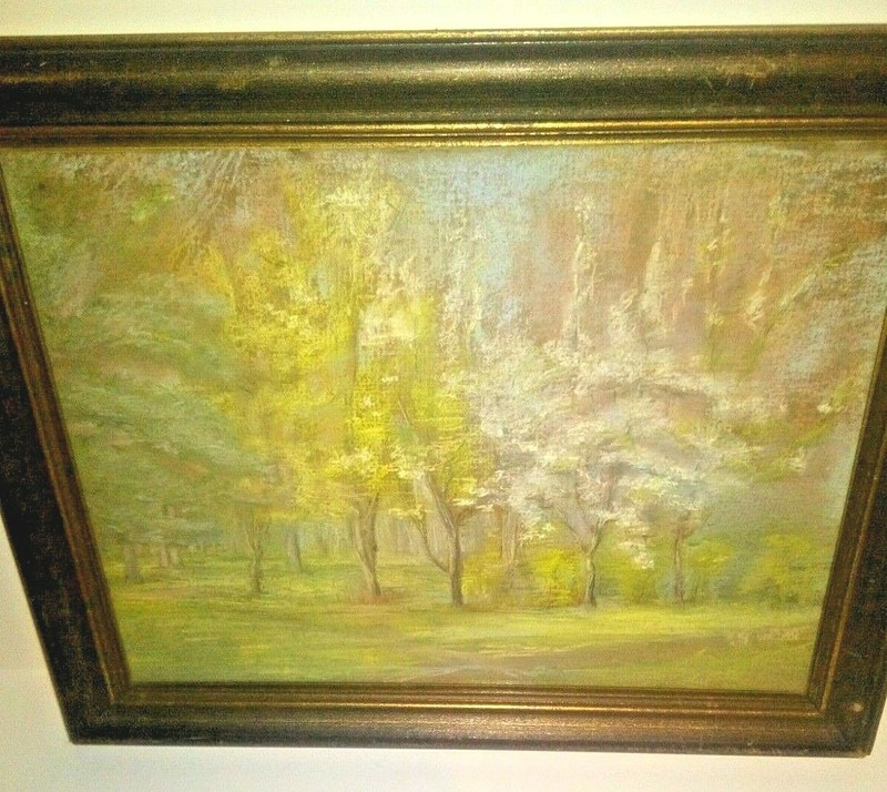 Walter Emerson Baum Impressionist Pastel Painting Floral Landscape Spring Forest