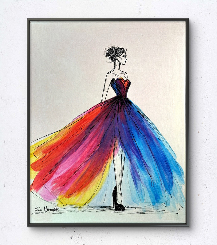 Original Glamorous Woman Art 14x11 Canvas Bold Color Expressionism Painting