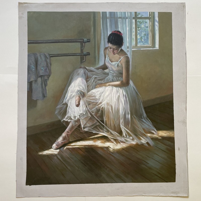 Ballet Dancer Getting Ready Oil Painting 24” x 20”