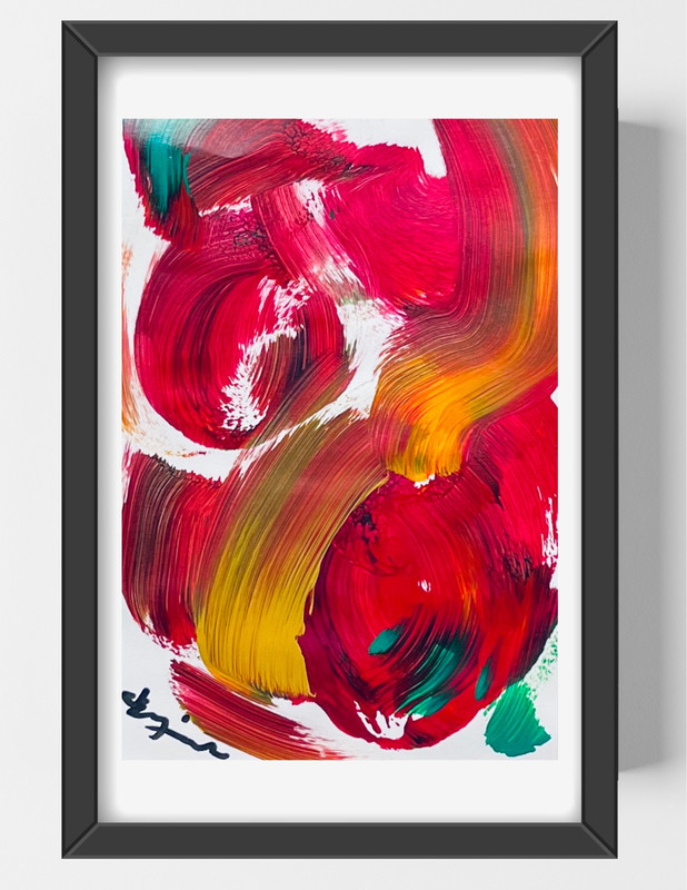 GUAJARDO Original Abstract Expressionism Rose in Bloom 9X6 Paper Signed Art
