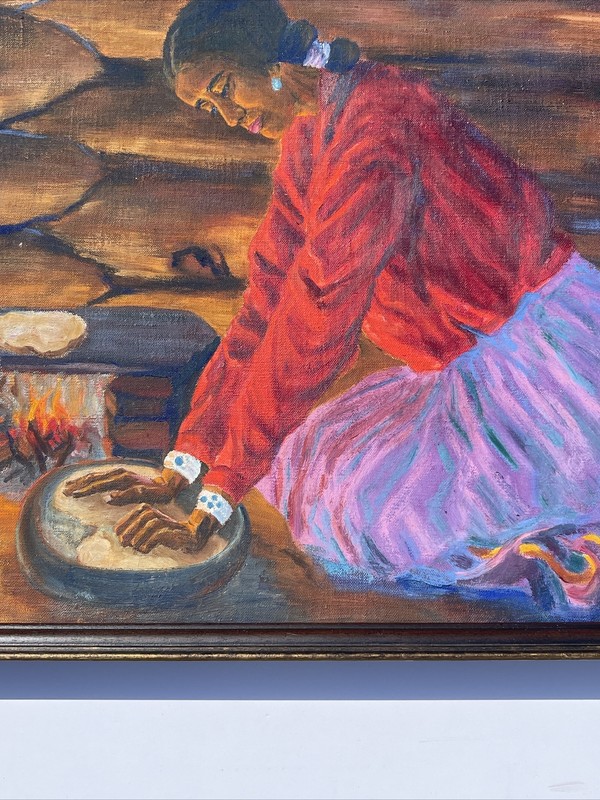 ANTIQUE LANDSCAPE PAINTING AMERICAN NAVAJO WOMAN 1930'S INDIAN GARDNER PORTRAIT gallery
