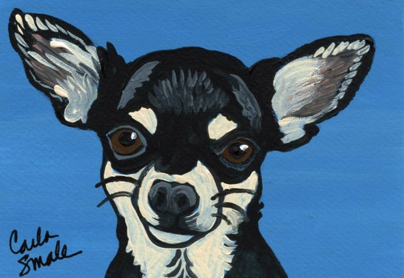 ACEO ATC Original Chihuahua Pet Dog Art Painting -Carla Smale