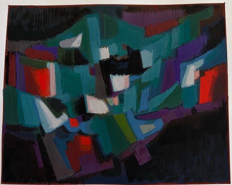 Takis Parlavantzas (1930-2014) Greek painter, cubist painting from 70’s
