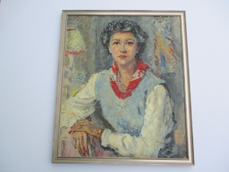 ANTIQUE OIL PAINTING AMERICAN IMPRESSIONIST PORTRAIT PRETTY WOMAN 1940’S FEMALE