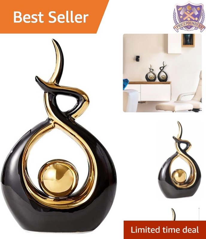 Ceramic Abstract Art Statue 6.7» Unique Table Decor for Living Room Centerpiece