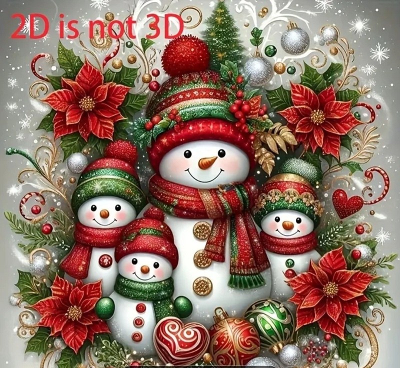 Snowman Family 2D Christmas Craft Kit for Adults and Kids (40×40 cm)
