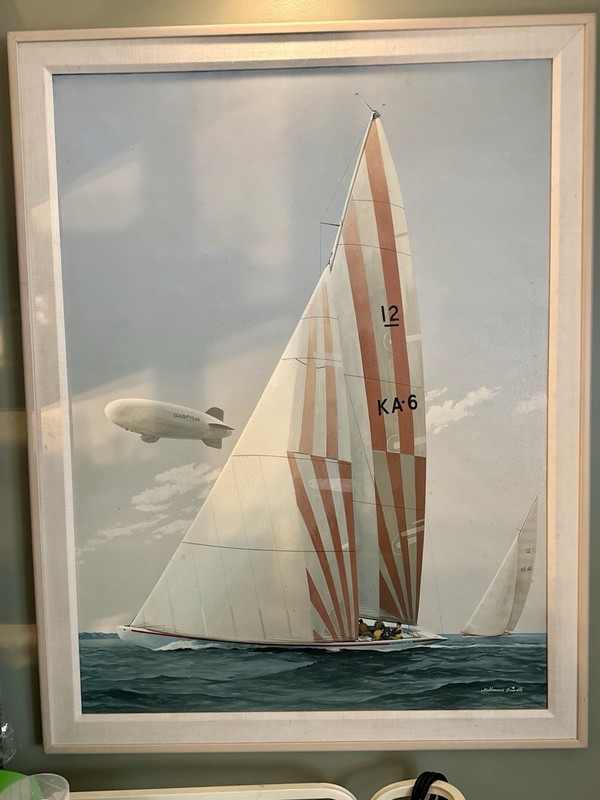 Melbourne Brindle Regatta Goodyear Blimp Framed Signed Oil Painting