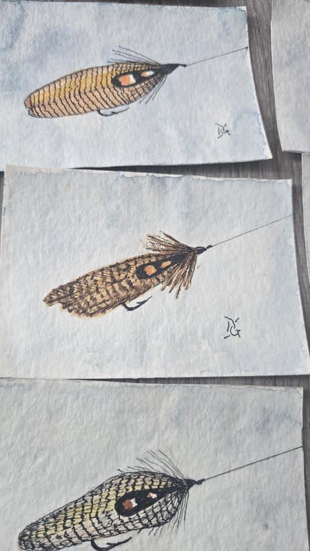 10 Original Watercolor Painting Fly Fishing Lures Small DAN GARMUS Art gallery