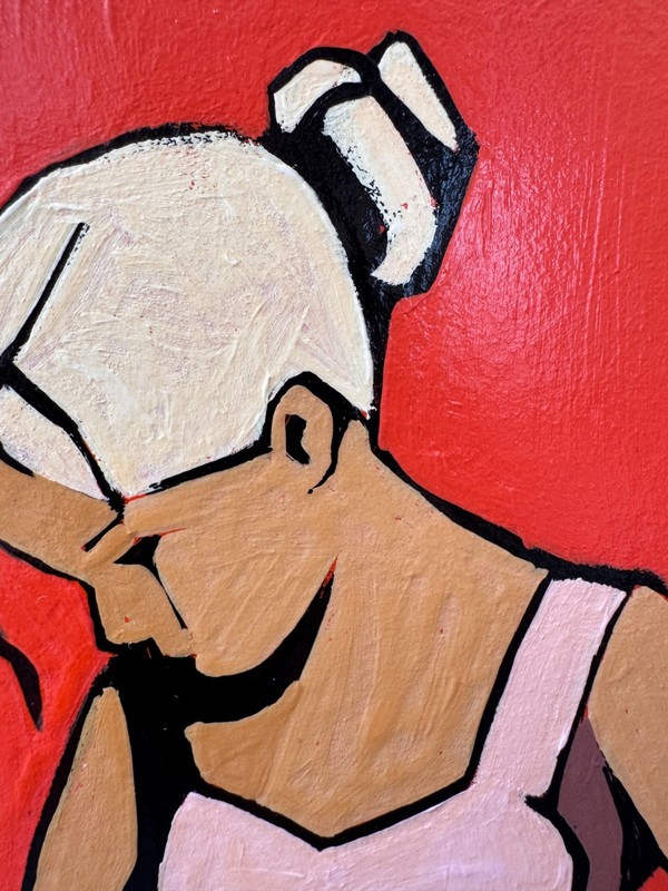 Whimsical Original Modern Painting Acrylic Woman 8x8inches Handmade Artwork Gift gallery