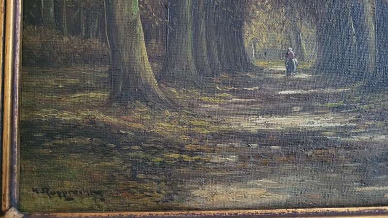 WILHELM RUPPRECHT (German, 1886-1963) OIL ON CANVAS PAINTING, Walk in deep Woods gallery