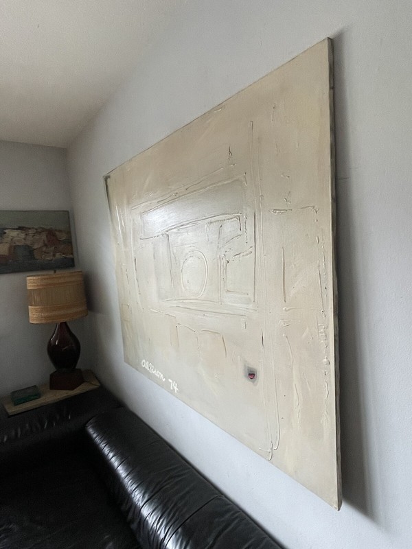 LARGE VINTAGE MODERN ABSTRACT EXPRESSIONIST OIL PAINTING OLD MODERNISM 1974 gallery