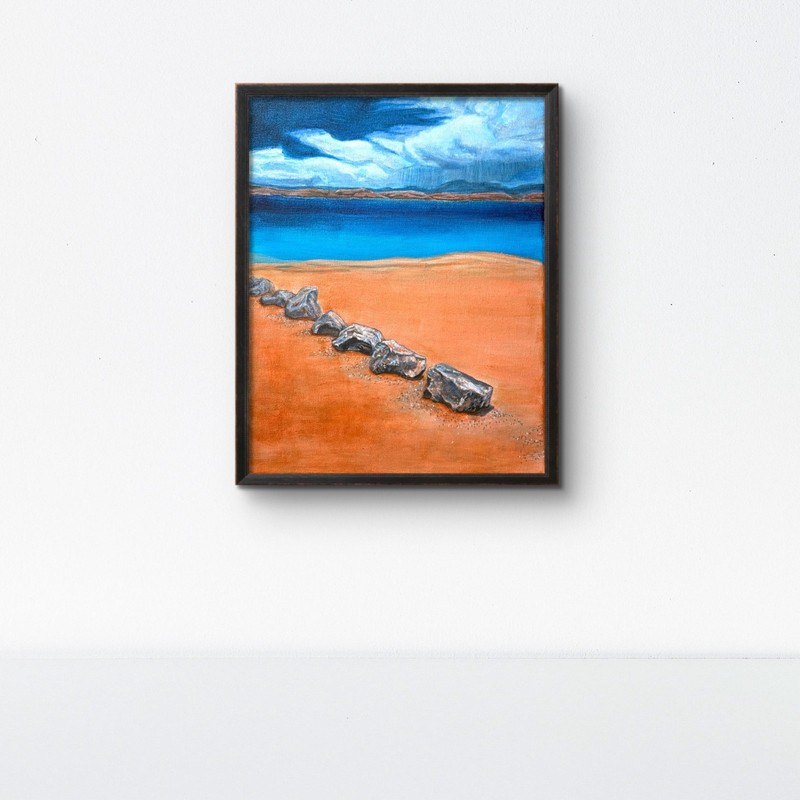 SANDY HOLLOW STATE BEACH 14x11 ORIGINAL MODERN ART COLLECTIBLE INTERIOR gallery