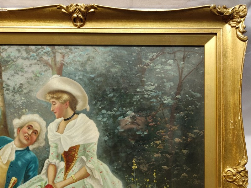 MANNER OF ALBERT DRINKWATER, ROMANTIC VICTORIAN ERA ORIGINAL CANVAS OIL PAINTING gallery