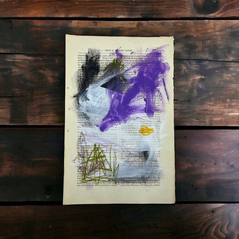 Original Mixed Media Abstract Art Painting 6×9.75” on 1861 Paper Signed #10