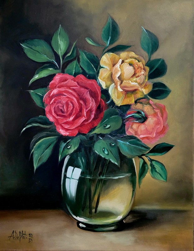 Original oil on canvas painting the Old way* 14 x 18 in, signed*BOUQUET
