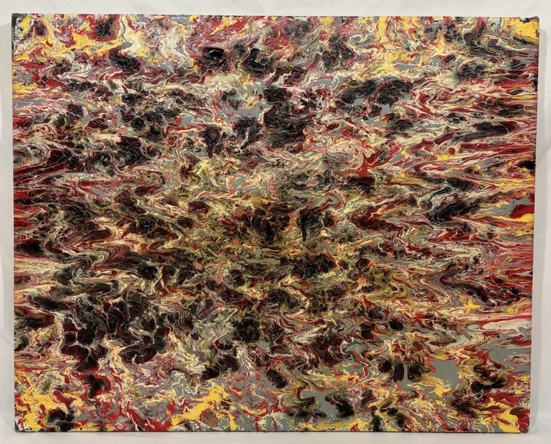 Contemporary Original Aundra Stubbs Abstract Thick Acrylic Pour Painting Signed