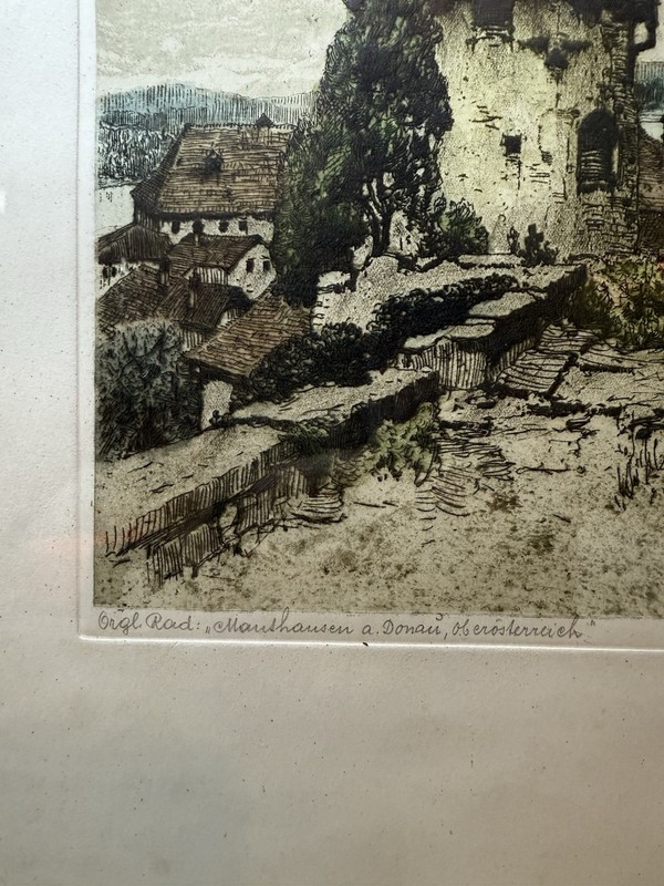 etching titled "Mauthausen a. Donau, Oberösterreich" Fritz Lach gallery