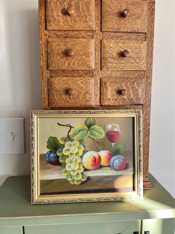 Vintage Still-life Painting Featuring Fruit. Great Frame Ready to Hang 11×9