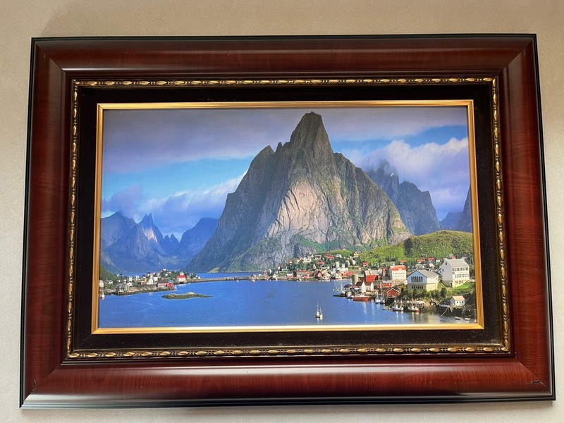 Framed Lofoten Wall Norway Gorgeous Artwork 25 x 18 Frame 11 x 18 Matted Art Pic