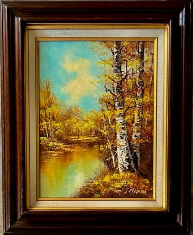 Oil Painting on Canvas, Landscape, Alice J Medina. 19×24, framed, signed