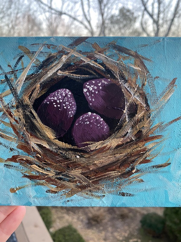Small paintings on canvas original 5/7 Inches,nest,eastet