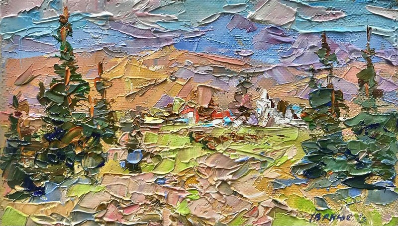 Oil Painting Memories Carpathians Kalenyuk A Original Framed Wall n432AAA