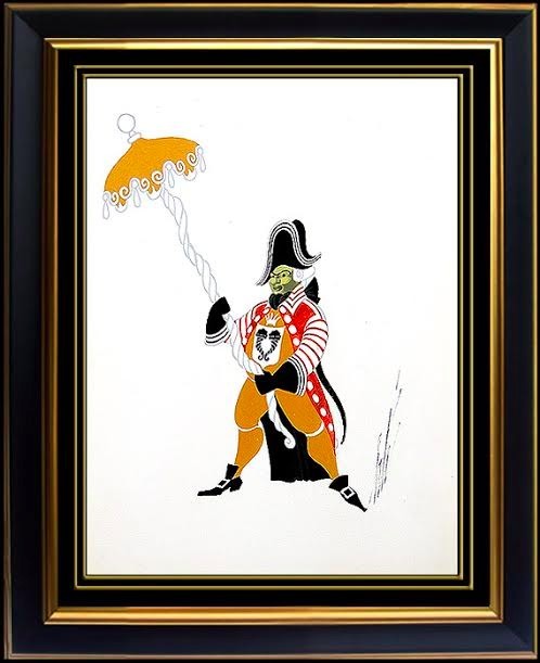 ERTE Original Gouache Painting Signed Artwork Deco Costume Design Folies Bergere