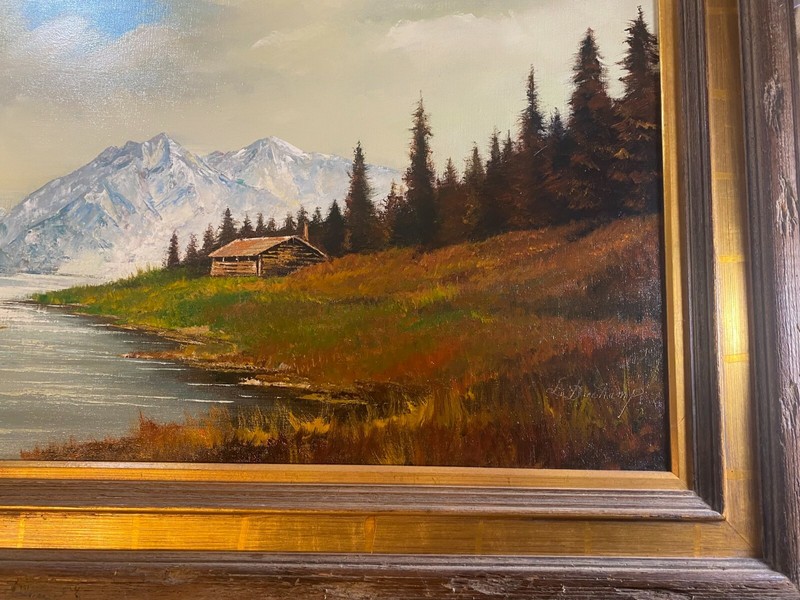 Huge L Duchamp "Landscape With River & Cabin Scene" Oil Painting - Signed/Framed gallery