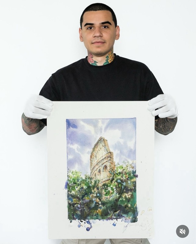 Unboxed Devon Rodriguez “COLOSSEO” Rome Limited Edition Watercolor Print