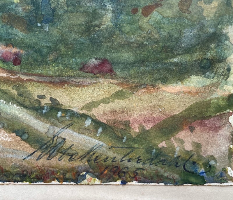 Impressionist Wide Summer Landscape Houses Cloud Sky 1965 Empire Frame gallery