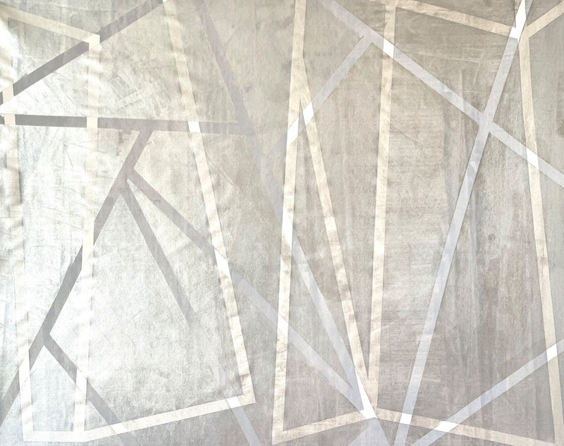 Minimalist Geometric Original Painting Acrylic On Canvas Silver / Grey Unframed gallery