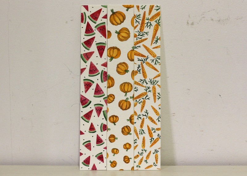 Set of 3 Bookmarks Original Watercolor Painting 1.5″x9″ Hand Painted Artwork