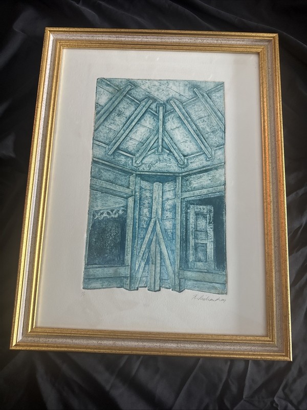 Grand Case Architecture by Sir Roland Richardson Original Collograph Created 1/1 gallery
