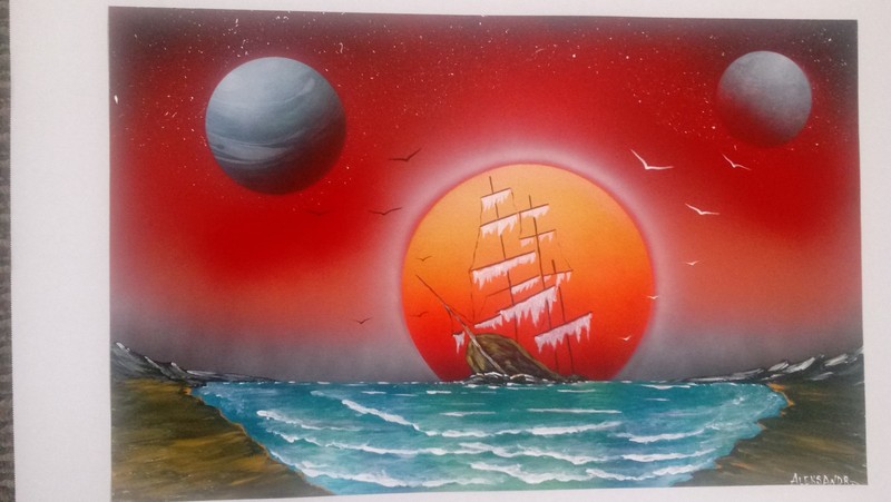 Original Spray Paint Art -After a storm14in x 22in / Poster board