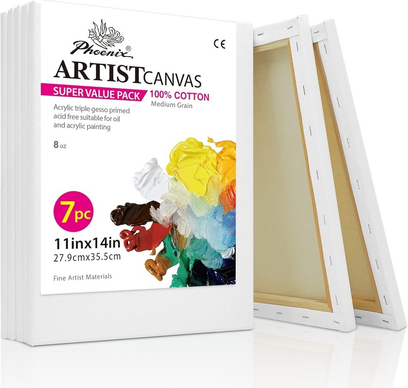 Durable & Lightweight 11x14 Inch Stretched Canvas – 7 Pack for All Skill Levels gallery