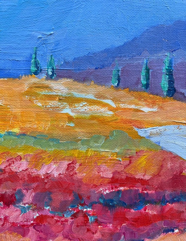 Impressionist Italian Landscape Tuscany Oil Painting Signed gallery