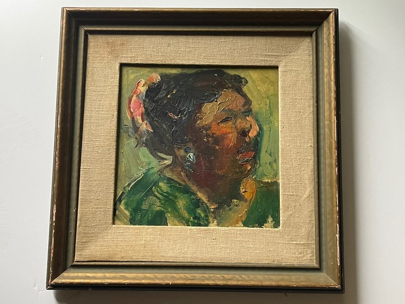 Antique Black Americana Painting Portrait Impressionism Listed Arnold Schifrin