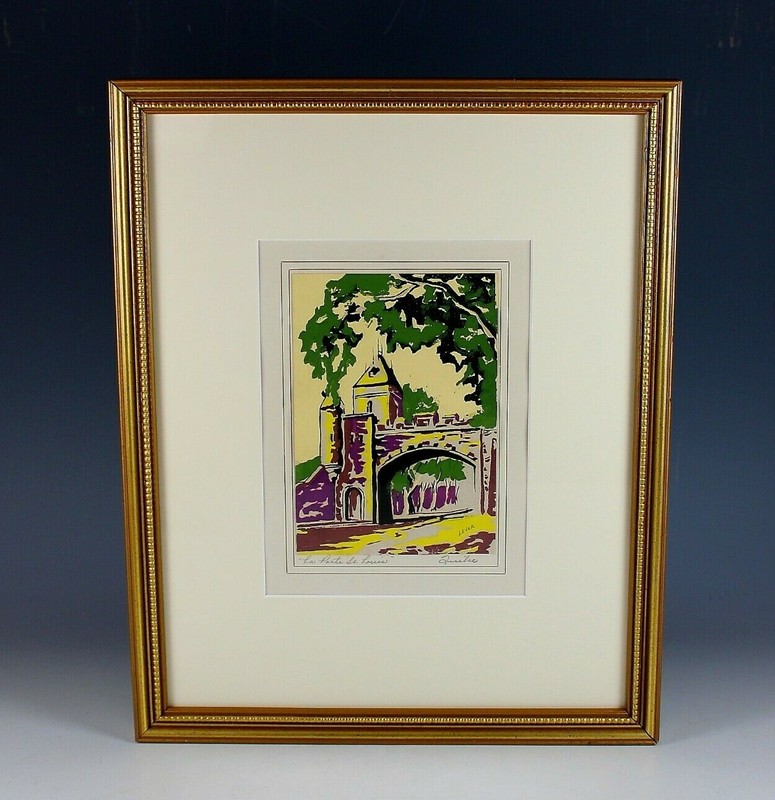 Ink and Gouache Landscape on Paper by Hayley Lever (1876-1958)