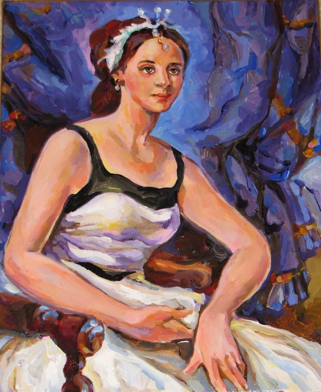 Ballerina ORIGINAL Acrylic PAINTING on stretched canvas 14″x 18″by L Angel
