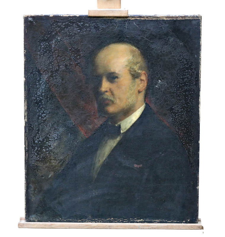 Antique French Oil Painting Men Portrait, Original 19th Century Canvas