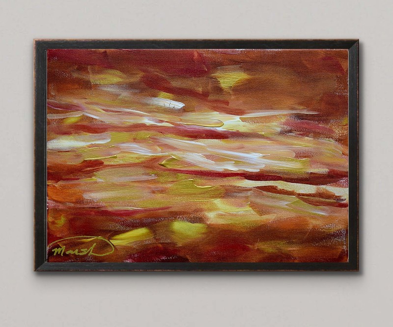 Original Abstract 11×14 Impressionist Gold Earth Acrylic Canvas Signed Decor