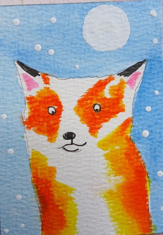 Aceo Mixed Media Art Card Fox