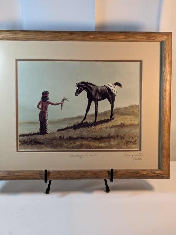 Vintage Marguerite Fields 1986 Signed Painting «Making Friends»